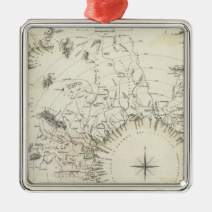 Karte der Hauptflußkurse Silbernes Ornament