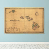 Karte der Hawaiianischen Inseln (1876) Leinwanddruck (Insitu (Holzboden))