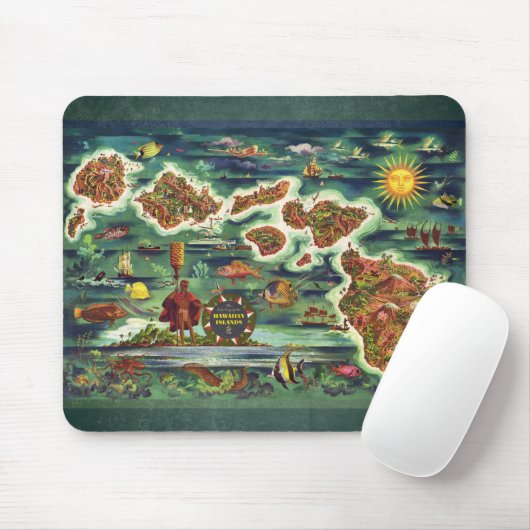 Karte der Hawaiianischen Inseln Mousepad (Mit Mouse)