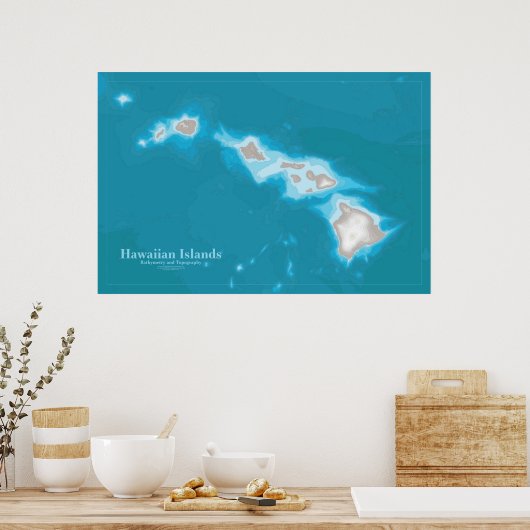 Karte der Hawaiianischen Inseln Poster (Küche)