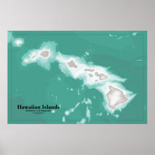 Karte der Hawaiianischen Inseln Poster