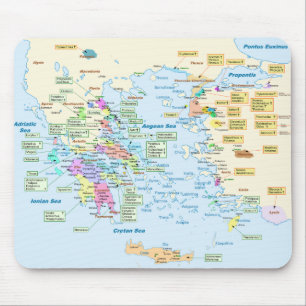 Karte der homerischen Ära Griechenland mit Mousepad