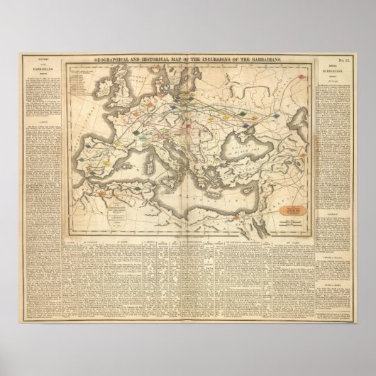 Karte der Inkursionen der Barbaren Poster (Vorne)