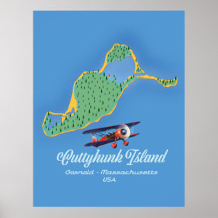 Karte der Insel Cuttyhunk Gosnold, Massachusetts Poster