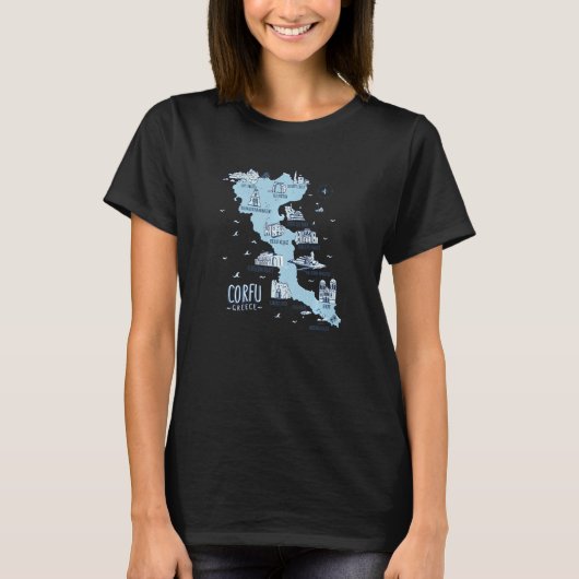 Karte der Insel Korfu Griechenland T-Shirt (Vorderseite)