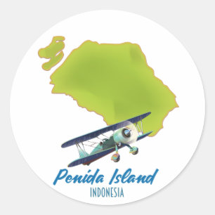 Karte der Insel Penida Runder Aufkleber