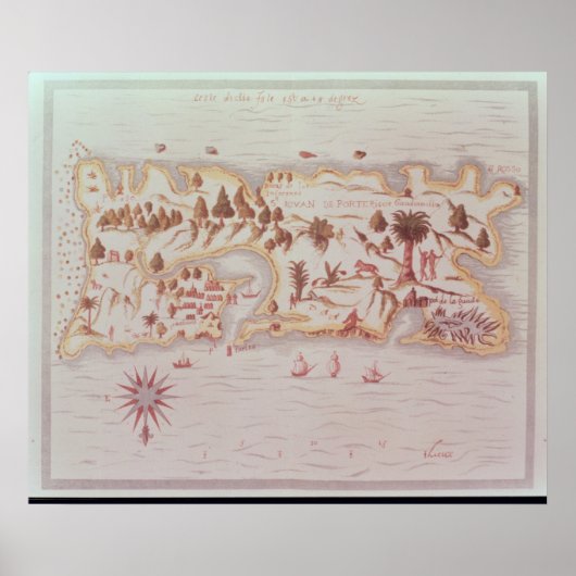 Karte der Insel Puerto Rico, 1599 Poster (Vorne)