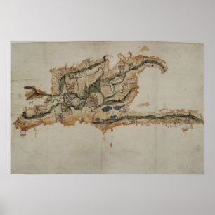 Karte der Insel Santo Domingo Poster