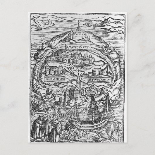 Karte der Insel Utopia, Buch frontispiece (Vorderseite)