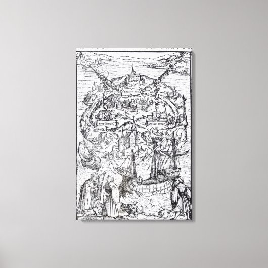 Karte der Insel Utopia, Buch frontispiece Leinwanddruck (Vorderseite)