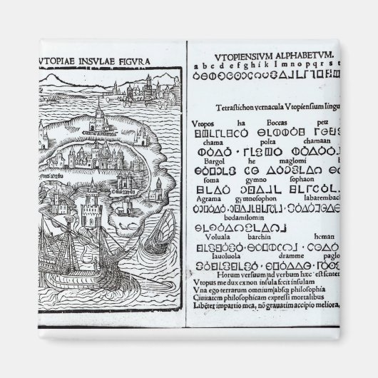 Karte der Insel Utopia mit ihrem Alphabet Magnet (Vorne)