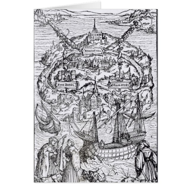 Karte der Insel von Utopie, Buchfrontispiz (Vorne)