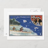 Karte der Inseln, Einheimische auf Kanuchen (Vorne/Hinten)