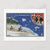 Karte der Inseln, Einheimische auf Kanuchen (Vorderseite)