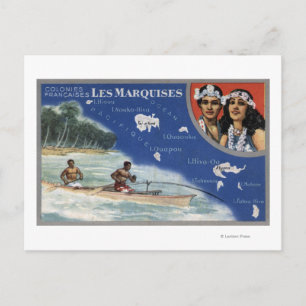 Karte der Inseln, Einheimische auf Kanuchen