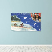 Karte der Inseln, Einheimische auf Kanuchen Leinwanddruck (Insitu (Holzboden))