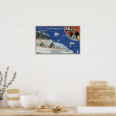 Karte der Inseln, Einheimische auf Kanuchen Poster (Küche)