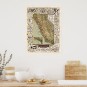 Karte der kalifornischen Fahrradwege - 1895 Poster (Küche)