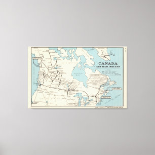 Karte der Kanada- - Kanada-Luftpost-Wege Leinwanddruck