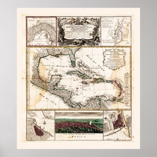 Karte der Karibik (1781) Poster (Vorne)