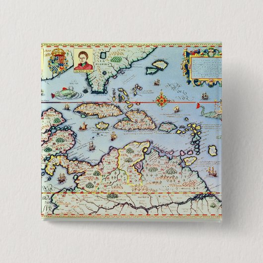 Karte der karibischen Inseln Button (Vorderseite)