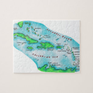 Karte der Karibischen Inseln Puzzle