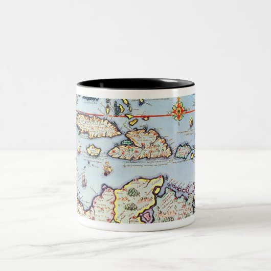 Karte der karibischen Inseln Zweifarbige Tasse (Mittel)