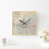 Karte der Könige, Königinnen, Long Island Quadratische Wanduhr (Zuhause)
