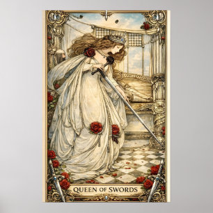 Karte der Königin der Schwerter Tarot Art Nouveau  Poster