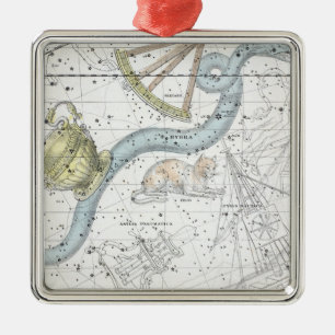 Karte der Konstellations-Platte XXVI Silbernes Ornament