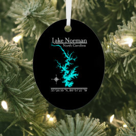 Karte der Koordinaten des Lake Norman North Caroli Ornament Aus Metall
