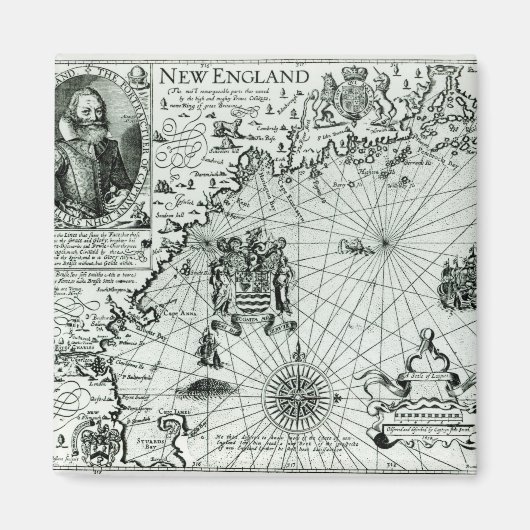 Karte der Küste Neuenglands Magnet (Vorne)