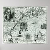 Karte der Küste Neuenglands Poster (Vorne)