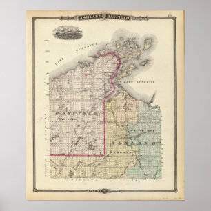 Karte der Landkreis Ashland und Bayfield Poster