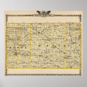 Karte der Landkreis Boone und McHenry Poster