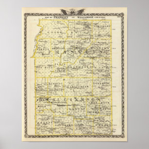 Karte der Landkreis Franklin und Williamson Poster
