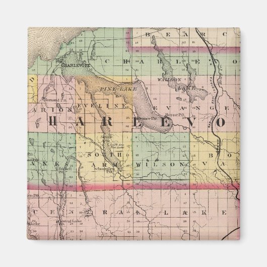 Karte der Landkreise Charlevoix und Antrim, Michig Magnet (Vorne)