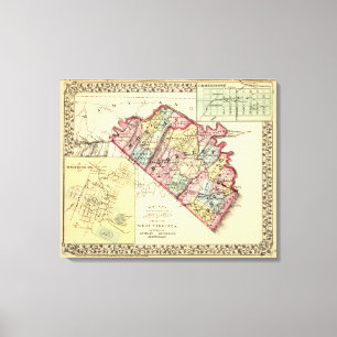 Karte der Landkreise Morgan, Berkeley und Jefferso Leinwanddruck