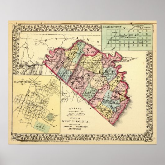 Karte der Landkreise Morgan, Berkeley und Jefferso Poster (Vorne)