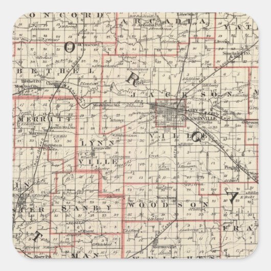 Karte der Landkreise Morgan & Scott Quadratischer Aufkleber (Vorderseite)