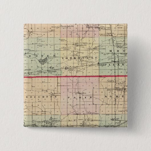 Karte der Landkreise Racine und Kenosha Button (Vorderseite)