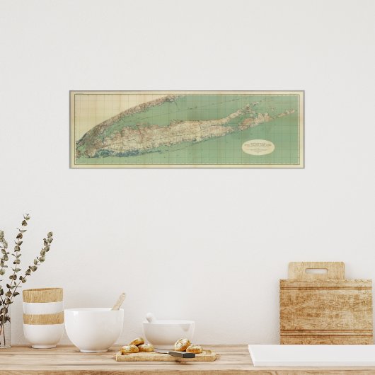 Karte der langen Insel Poster (Küche)