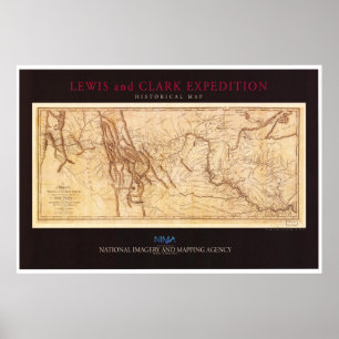 Karte der Lewis und Clark Expedition Poster