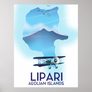 Karte der Lipari-Äolischen Inseln Poster