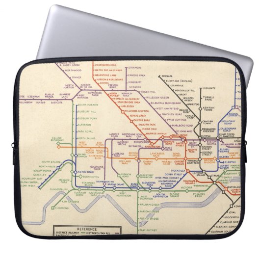Karte der Londoner Untergrund Railways Laptopschutzhülle (Vorderseite)