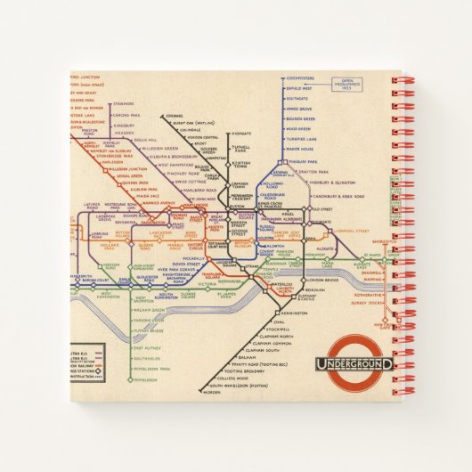 Karte der Londoner Untergrund Railways Notizblock (Rückseite)