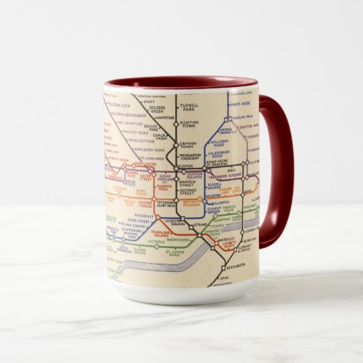 Karte der Londoner Untergrund Railways Tasse (VorderseiteRechts)