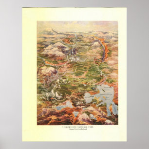Karte der Luftaufnahme-1910 - Yellowstone Poster
