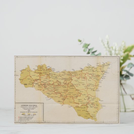 Karte der Mafia-Tätigkeit in Sizilien Italien 1900 (Stehend Vorderseite)