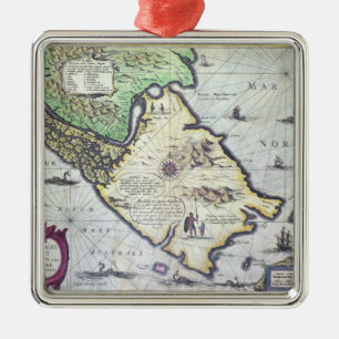 Karte der Magellan Straßen, Patagonia Ornament Aus Metall